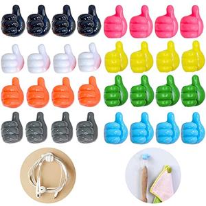 Self Adhesive Thumb Hooks, Waterproof Cable Holder Wire Cord Clip Management, Cute Thumb Cord Holder for Desk, Wall, Key (Multicolor)