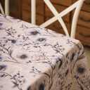 Silver Floral Poppy Flowers Printed Wrinkle Resistant Tablecloth, Waterproof Vinyl Tablecloths for Formal or Everyday Use, 52"x70" Grey Blue White/Rectangle