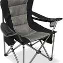 Camping Chairs for Adults, High Back Folding Camp Chair with Cup Holder and Cooler Bag, Heavy Duty Outdoor Lawn Chairs, Perfect for Camping, Hiking, Picnics, and Beach Trips, Black