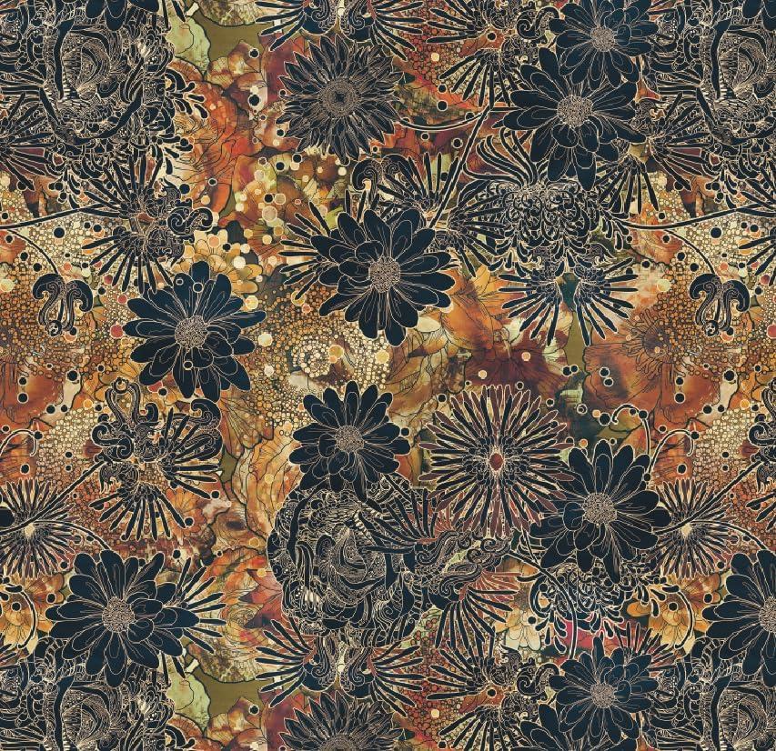 Abyssaly Boho Peel and Stick Wallpaper, Vintage Black Floral Contact Paper, Vinyl Self Adhesive Removable Dark Decorative Wall Paper for Bedroom Furniture Shelf Drawer Decor 17.3" x 118" (Dark Red Green)