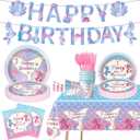 92Pcs Mermaid Birthday Party Decoration Set, Mermaid Party Supplies Including Banners, Plates, Cutlery, Tablecloths, Ocean Themed Birthday Party Decorations