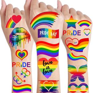 139+ PCS Pride Tattoos For Men Adults, Gay Pride Tattoos Face, Pride Day Accessories For Women, LGBT Rainbow Festival Fake Temporary Tattoos Body Stickers Celebrations Party Equality Parades