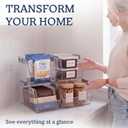 HOMESTEAD Set of 8 Stackable Storage Bins, 4 Large + 4 Small Clear Plastic Organizer Bins, Open Front Design for Kitchen Pantry, Fridge, Cabinet, Bathroom Organization and Bulk Snack Storage
