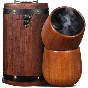 Wooden Bourbon Glasses Set of 2 - Charred Interior Whiskey Cups with Exquisite Barrel Gift Box, Handcrafted Wooden Whiskey Gift for Men Dad Husband - Birthday Anniversary Retirement