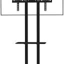 LAFLAURENT Height Adjustable Mobile TV Stand for 32"-65" TVs, VESA Up to 600x400mm, Supports Up to 50kg, Adjustable Shelf & Integrated Cable Management, Black