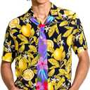 Halloween Zoo Fox Cosplay Costume, Hawaiian Printed Floral Tie, Blue Bucket Hat, One Size, Unisex for Cosplay Party