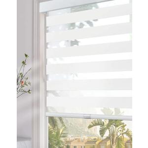 Persilux Cordless Zebra Blinds for Windows (33" W x 72" H, White) Light Filtering Zebra Shades for Indoor Windows, Sheer Shades Thermal Insulated Blinds with Upgraded Cassette, Window Shades for Home