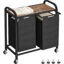 ALOFA Laundry Hamper with Lid - Pull Out Laundry Bags with Letter Stickers, Metal Frame Sorter - Black