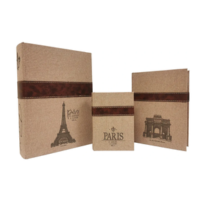 Carina's Collection Paris Burlap Book Box with Leather Straps