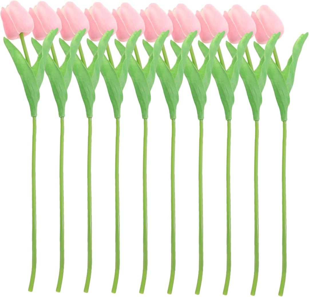 10pcs Artificial Tulip Flowers Bouquet Set Lifelike Decorative Fake Flowers for Home Decor Wedding Centerpieces and Floral Arrangements Vibrant Colors and Realistic Design (Pink) 10pcs Artificial Tulip Flowers Bouquet Set Lifelike Decorative Fake Flowers for Home Decor Wedding Centerpieces and Floral Arrangements Vibrant Colors and Realistic Design (Pink)