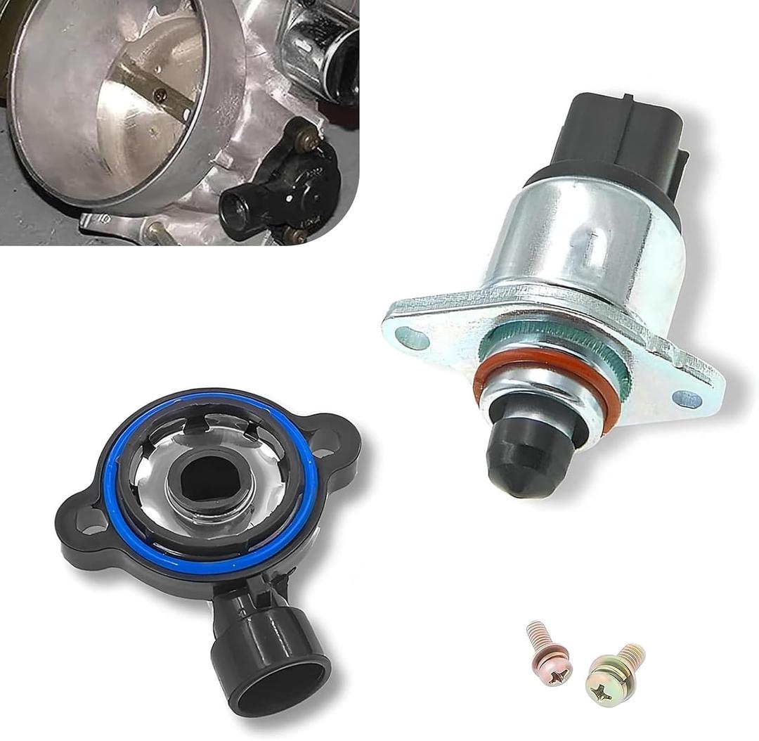 Idle Air Control Valve, Throttle Position Sensor Replacement 17113625 17113598, High Temperature Resistant Quick Response Modification Parts, Compatible with Buick Chevrolet (Silver & Black)