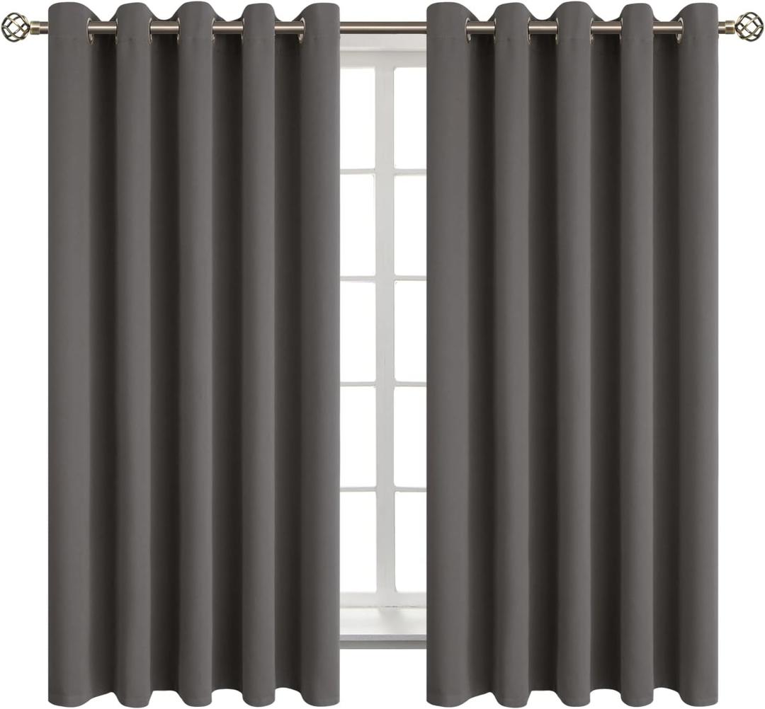 BGment Blackout Curtains for Bedroom - Grommet Thermal Insulated Room Darkening Curtains for Living Room, Set of 2 Panels (70 x 63 Inch, Grey)
