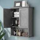 6 x VANIRROR Bathroom Wall Cabinet Over Toilet Storage Cabinets 25x30 in Above Toilet Wood Medicine Cabinets for Bathroom Wall Mounted Cabinet with 2 Door & Adjustable Shelf Texture Grey
