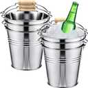 Zopeal 6 Pcs Large Metal Bucket Beer Bucket Galvanized Steel Pail with Handle for Gifts Basket Ice Candy Party(5 x 4.7 x 3.5 Inch,Silver)
