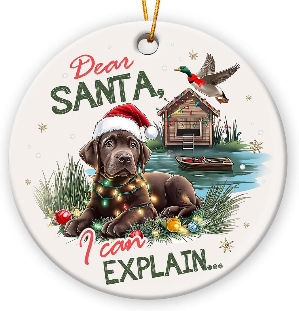 8 x Dog Hunting Christmas Ornament 2025 - Dog Hunting Gifts for Dad, Grandpa, Friends, Christmas Ornaments for Hunters, Gifts for Men Who Like to Hunt, Hunter Christmas Ornament for Christmas Tree