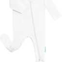 PurComfy Baby Zipper Footie Pajamas, Supersoft Bamboo Rayon Baby Footed Pjs Boy Girl 0-3 Month Coverall Sleepers (Cream)