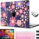 CISSOOK for MacBook Air 13 inch M4 M3 M2 Case 2025 2024 2023 2022, Hard Shell Case Keyboard Skin Screen Protector for MacBook Air 13.6 A3240 A3113 A2681, Stylized Flowers