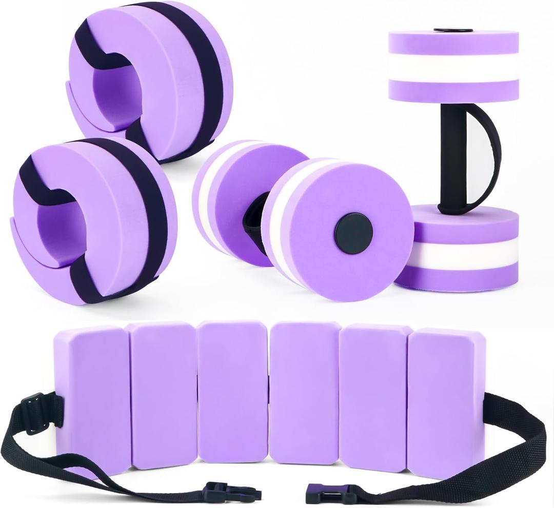 Water Dumbbells Aquatic Exercise Combo Set, High Density Water Weight Set, Swimming Belt, Swim Aquatic Cuffs for Swim Fitness Training Water Exercise