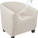 SearchI Waterproof Club Chair Slipcover Stretch Barrel Chair Covers Jacquard Tub Chair Slipcovers Spandex Armchair Sofa Cover Removable Couch Furniture Protector Arm Chair Cover for Living RoomBeige