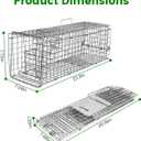 Live Animal Cage Trap, 23.3x7.2x7.7 Inches Humane Cat Trap for Stray Cats, Outdoor Heavy Duty Foldable Raccoon Traps, Humane Catch & Release Live Traps for Rabbits, Squirrels (<4.4 lbs)