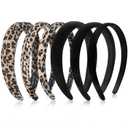 2 x DiyJibb Velvet Headbands for Women and Teens, 6PCS Non-Slip Padded Hairbands with 3 Width Options (0.6", 0.8", 1.2"), Soft Comfortable Hair Accessories for Daily Wear, Makeup, Sports, and Gifts (BlackWhite leopard print)