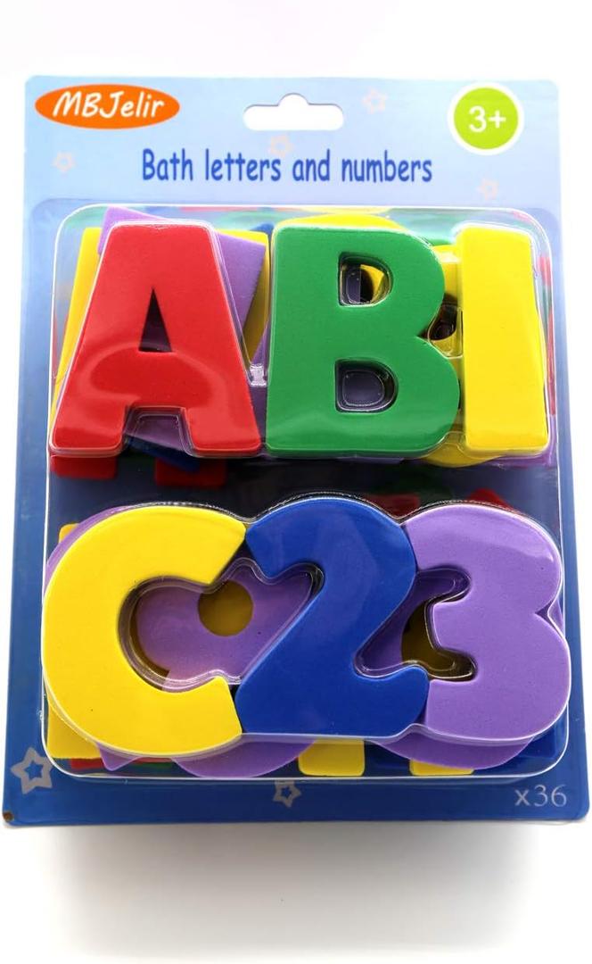MBJelir Bath Foam Toys Stick Letters and Numbers for Baby -36pcs Set,Full Set Floating Waterproof Bathroom Alphabet Toys, Bathtub Educational Toy, Promotes Reading and Counting