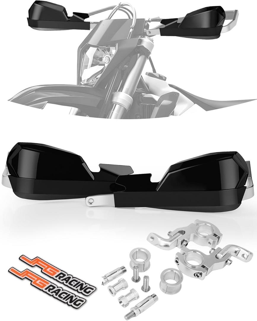 JFG RACING Dirt Bike Motorcycle Hand Guards,Universal for 7/8" 22mm and 1 1/8" 28mm Handlebar for Snowmobile Motocross MX Enduro KLX KX CRF YZ DRZ DR HAWK 250 125 350 650 - Black