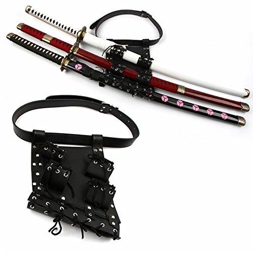 Eforlife Sword Bag Sword Carry Case Back Strap Waistband Sword Frog for Ninja Hero Cosplay Anime Costume (Waistband for Three Sword)