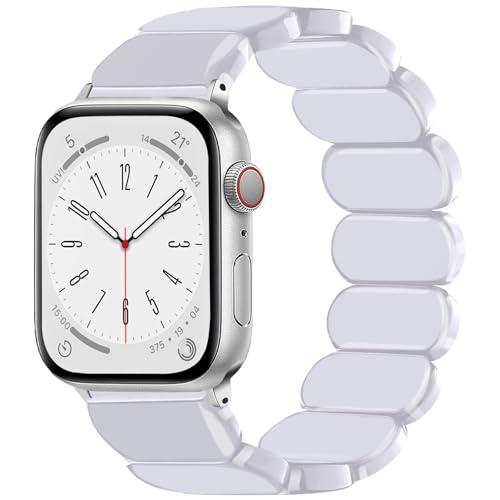 IMIVIO Stretchy Resin Watch Band Compatible with Apple Watch Bands for Women 38mm 40mm 41mm, Light Waterproof Strap for iWatch Bands Series 10 9 8 7 6 5 4 3 2 1 SE, White, M/L