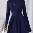 PRETTYGARDEN Fall Dresses for Women Elegant Classy 2026 Casual Long Sleeve Swing A Line Ruffle Short Homecoming Party Dress (Medium)