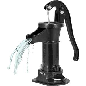 VEVOR Well Hand Pitcher Pump, 25 ft Maximum Lift, Antique Cast Iron Manual Hand Water Pump, NPT 1-1/4 in Connection, Easy Installation, Old Fashioned for Outdoor Garden, Pond, Backyard, Farm, Black