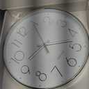 Jomparis Modern 12" Battery Operated Non-Ticking Silent Sweep Movement Wall Clock Decorative for Office, Kitchen, Living Room, Bedroom, Bathroom Silver Plastic Frame