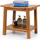 Upolana Teak Shower Bench, 20" Solid Wood Shower Stool Waterproof Shower Seat with Storage Shelf for Bathroom, Indoor & Outdoor Use