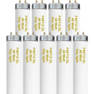 T12 48 Inches 40 Watt Luminous Tube, F40T12/865 Light Bulb, 6500K Daylight, 3050 Lumens, 4ft  Luminous Bulb, G13 Bi-Pin Base 9 Count