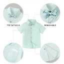 DISAUR Toddler Boy Clothes Suit, Formal Dress Shirt with Bowtie+Suspender Pants Boy Gentleman Wedding Outfits Green, 7-8t