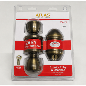 Atlas Home Security Exterior Entry Deadbolt Keyed Alike 8955 Pick Resistant, Bronze