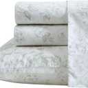 Laura Ashley - Twin XL Sheets, Cotton Percale Bedding Set, Lightweight & Breathable Home Decor (Toile Delight Green, Twin XL)