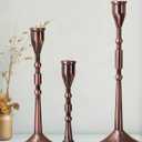 YOUTUOY Vintage Taper Candle Holders Set | Handmade 3-Piece Candlestick Decor for Table Centerpiece, Farmhouse Kitchen & Party Lighting (Reddish Bronze)