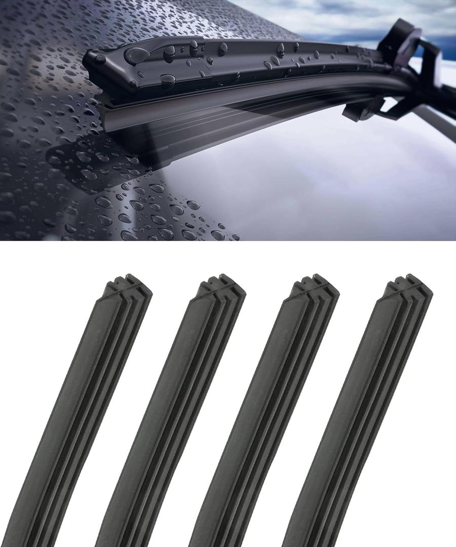 4PCS Wiper Blade Refill,Car Accessories Rubber Wiper Blade Refill,26" Windshield Wiper Blade Inserts,Frameless Window Boneless Insert Rubber Strips,Fit for Most Vehicles