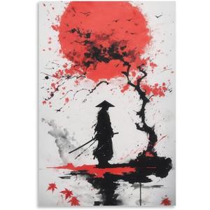 JHXNJDPOST Vintage Samurai Poster Black And White Canvas Wall Art Aesthetic Decorative Painting Living Room Restaurants, Pool Halls And Hotelsstyle-4 16x24inch(40x60cm)