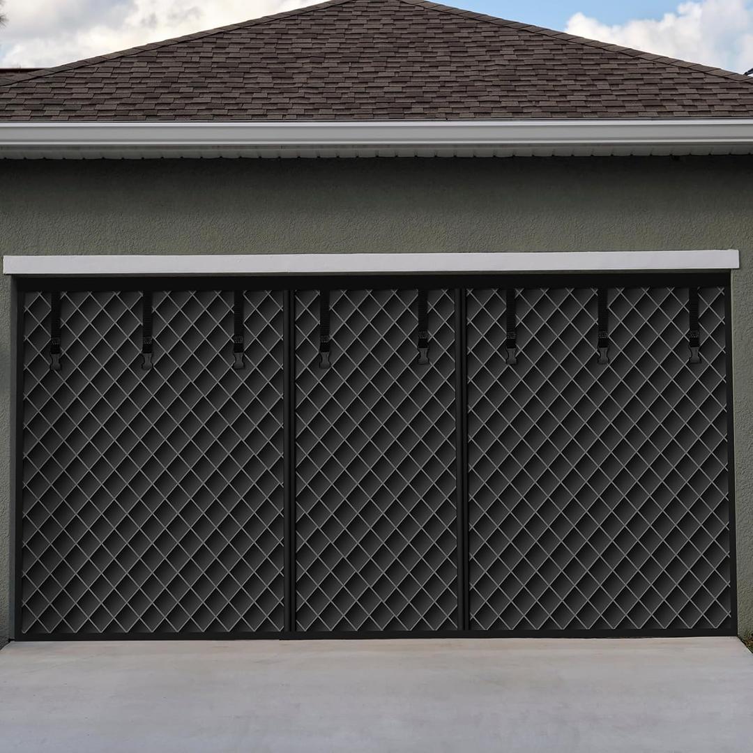 Garage Door Screen for Winter 16x8ft Garage Door Insulation Kit for 2 Car Magnetic Thermal Curtain Oxford Cover Blanket, Weatherproof, Windproof, Soundproof