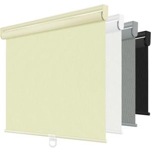 ChrisDowa Blackout Roller Shades for Windows, Striped Pattern Cordless Pull Down Door Blinds with Privacy, Thermal Insulated Window Shades for Living Room, Home and Office. Beige, 50" W x 72" H