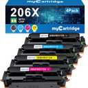 206X Toner Cartridges 4 Pack High Yield (with Chip) Compatible Replacement for HP 206X 206A for Color LaserJet Pro MFP M283fdw M283cdw M283fdn M282nw Pro M255dw M255nw M283 M255 Printer W2110X W2110A