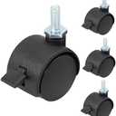 suiwotin 4pcs 1 Inch Swivel Caster Wheels, M6 Threaded Stem Caster Wheels with Brake, Heavy Duty Casters, Black Nylon Wheel Replacement for Furniture, Table, Cabinet, Shelf