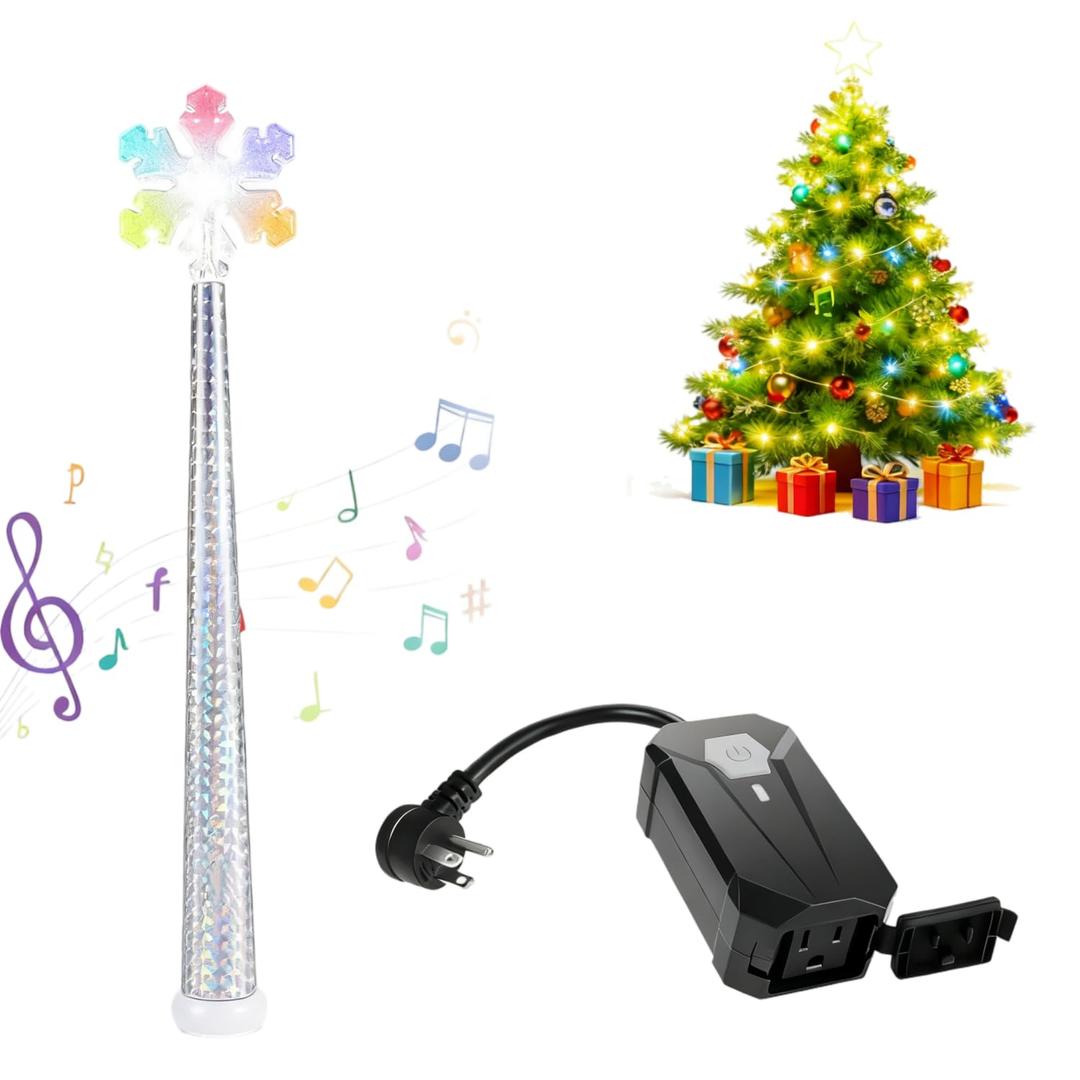 Wireless Control Outlet with Magic Wand, Wireless Remote Control Outlet for Christmas String Lights and Decorations Lights, Remote Magic Wand Switch Kit with Music, Ideas for Friends/Family