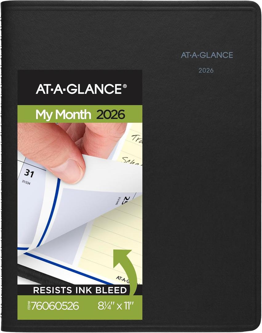 AT-A-GLANCE 2026 Appointment Book Planner, Monthly, 8-1/4" x 11", Large, QuickNotes, Black (76060526)
