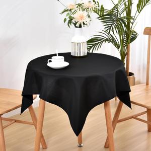 Wolkemer Small Square Tablecloth 36 x 36 Inch Washable Fabric Table Cloth Solid Black Table Cover for Nightstand End Bedside Tables Tabletop Decoration