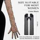 Pearl Womens Wedding Gloves Long Tulle Bridal Black Finger 20s Opera Evening Party Sheer Gloves for Brides