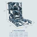 LVTXIII 2 Pack Outdoor High Back Cushions, 22" W x 20" D Tufted Seat and Back Chair Cushion with Ties, Fluffy Patio Replacement Rocking Chair Cushion for Outdoor Furniture Use, Palm Blue, 44"x22"x4"