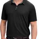 NIASHOT Mens Polo Shirt Short Sleeve Golf Sports Casual Tee (Small, 1-black)